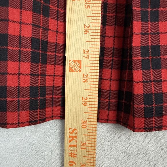 Vtg Worsted Wool Skirt 22W Red Black Plaid Pleats Academia Preppy Old Money Kilt - Picture 8 of 13